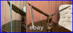 Vintage Hand Carved Soviet Union BIG WOODEN EAGLE USSR Old Statue, 1970