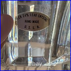 Vintage Hand Cut 24% Lead Crystal Vase Soviet Union USSR Gusevskoy Style 12-3/4