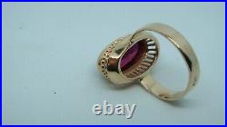 Vintage Kostroma, Ussr Woman's Solid 583 14k Gold Ruby Ring, Circa 1970's