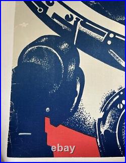 Vintage Linen Backed Original USSR Soviet Union, Soviet Cosmonaut Poster