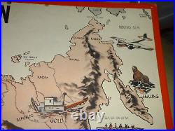 Vintage Lovely Illustrated Map Russia Soviet Union Gold Oil Plane Oxford Un 1942