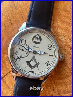 Vintage Molnija Masonic Pocket Watch Mechanical USSR Soviet Freemason Symbol Old