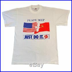 Vintage Nike USSR/Peace T-Shirt Sz XL Just Do It Soviet Union Cold War USA