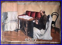 Vintage Oil Painting Lenin in Smolny on canvas Soviet USSR Socialist 246? 150 cm