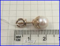 Vintage Original Pearl Earrings made of rose gold 583 14K USSR, Rose Gold 583