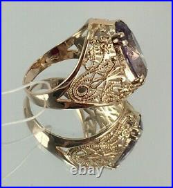 Vintage Original Soviet Rose Gold Alexandrite Ring 583 14K USSR, Solid Gold 14K