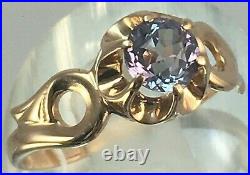 Vintage Original Soviet Rose Gold Alexandrite Ring 583 14K USSR, Solid Gold 14KT