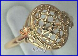 Vintage Original Soviet Rose Gold Ring 583 14K USSR, Solid Gold Ring 14K