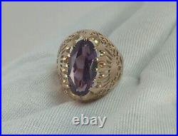 Vintage Original Soviet Rose Gold Ring with Alexandrite 583 14K USSR, Solid Gold