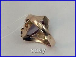 Vintage Original Soviet Rose Gold Ring with Alexandrite 583 14K USSR, Solid Gold