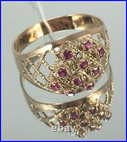 Vintage Original Soviet Rose Gold Ring with Ruby 583, 14K USSR, Gold Ruby Ring
