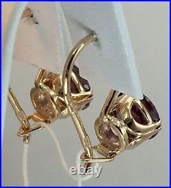Vintage Original Soviet Russian Alexandrite Rose Gold Earrings 583 14K USSR