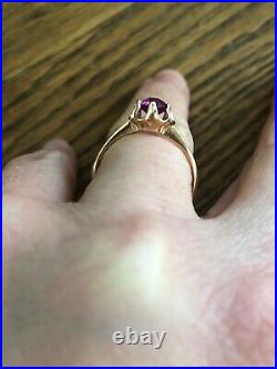 Vintage Original Soviet Russian Pink Sapphire Rose Gold Ring 583 14K USSR