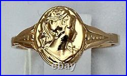 Vintage Original Soviet Russian Rose Gold Ring Cameo 583 14K USSR, Gold Ring