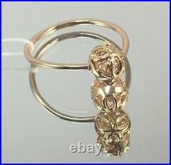 Vintage Original Soviet Russian Rose Gold Ring Kiss 583 14K USSR, Solid Gold