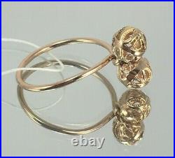 Vintage Original Soviet Russian Rose Gold Ring Kiss 583 14K USSR, Solid Gold
