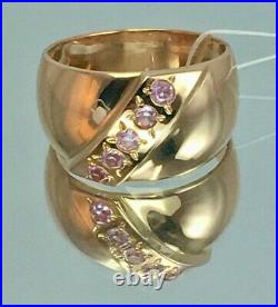 Vintage Original Soviet Russian Rose Gold Ring with Amethyst 583 14K USSR
