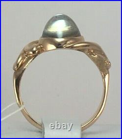 Vintage Original Soviet Russian Rose Gold Ring with Blue Corundum 583 14K USSR