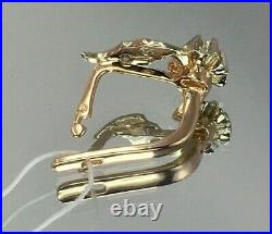 Vintage Original Soviet Russian Rose Gold Yakutia Diamond Earrings 583 14K USSR