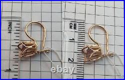 Vintage Original Soviet Solid Rose Gold Earrings with Alexandrite 583 14K USSR