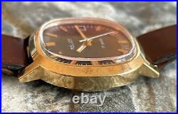 Vintage POLJOT cal. 2614.2H USSR 70s old wrist watch 17 Jewels GOLD PLATED