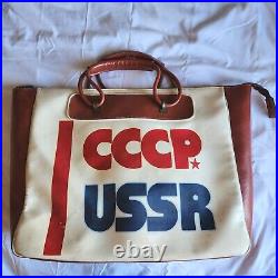 Vintage Rare CCCP USSR Soviet Union Large Red White Olympic Sports Bag 1980s