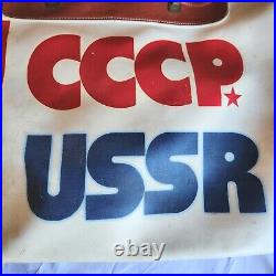 Vintage Rare CCCP USSR Soviet Union Large Red White Olympic Sports Bag 1980s