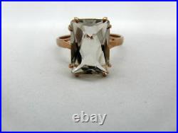 Vintage Rock Crystal Ring Sterling Silver 875 Russian Soviet Jewelry Size 8.5