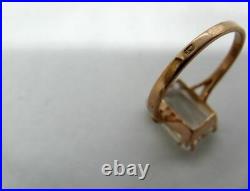 Vintage Rock Crystal Ring Sterling Silver 875 Russian Soviet Jewelry Size 8.5