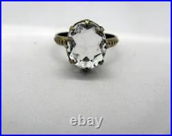 Vintage Russian Ring USSR Gilt Sterling Silver 875 Soviet Jewelry Size 7