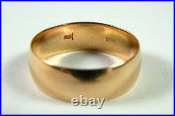 Vintage Russian Russia USSR 14K 583 Yellow Gold Wedding Cigar Wide Band Ring