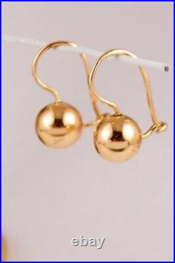 Vintage Russian Soviet Earrings Solid Rose Gold 583 14K, Women's Jewelry 2.98g