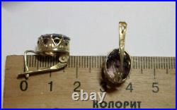 Vintage Russian Soviet Earrings Sterling Silver 875 Alexandrite, Women's Jewelry