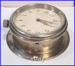 Vintage Russian USSR Soviet Union Ship Cabin Submarine Mechanical Clock Runs
