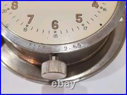 Vintage Russian USSR Soviet Union Ship Cabin Submarine Mechanical Clock Runs