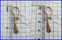 Vintage Soviet Amazing Rose Gold Earrings 583 14K USSR, Amazing Solid Gold 583