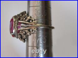 Vintage Soviet Russian Sterling Silver 875 Ring Ruby, Women's Jewelry Size 6.5