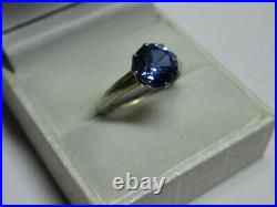 Vintage Soviet Russian Sterling Silver 875 Ring Sapphire, Women's Jewelry 7.25