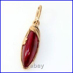 Vintage Soviet USSR Russia 14k Rose Gold (583) pendant ruby. Very rare. Gift
