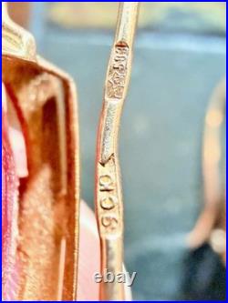 Vintage Soviet Union 14k Yellow Gold Earrings USSR Red Stone Ruby. Approx 6g