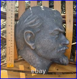 Vintage Soviet Union Russia Vladimir Lenin Iron Heavy Metal Plaque Bust 9 USSR