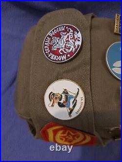 Vintage Soviet Union Russian Military Hat with Pins USSR Patches Pin