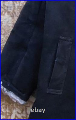 Vintage Soviet Union Sheepskin Coat, Natural, Officer's, 50, XL Original 1970s