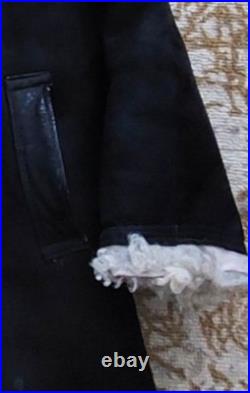 Vintage Soviet Union Sheepskin Coat, Natural, Officer's, 50, XL Original 1970s