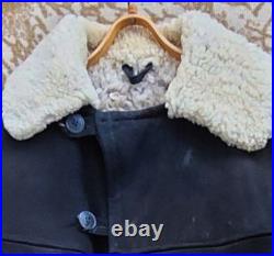 Vintage Soviet Union Sheepskin Coat, Natural, Officer's, 50, XL Original 1970s