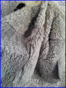 Vintage Soviet Union Sheepskin Coat, Natural, Officer's, 50, XL Original 1970s