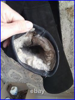 Vintage Soviet Union Sheepskin Coat, Natural, Officer's, 50, XL Original 1970s