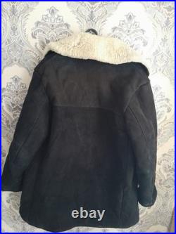 Vintage Soviet Union Sheepskin Coat, Natural, Officer's, 50, XL Original 1970s