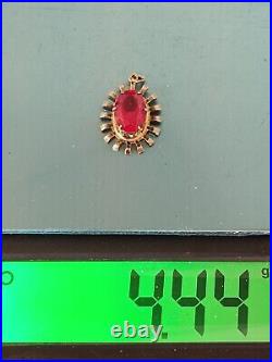 Vintage Soviet Union Silver 875 Pendant USSR Pendant with Red Stone Ruby 4.4 g