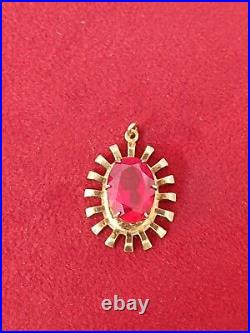 Vintage Soviet Union Silver 875 Pendant USSR Pendant with Red Stone Ruby 4.4 g